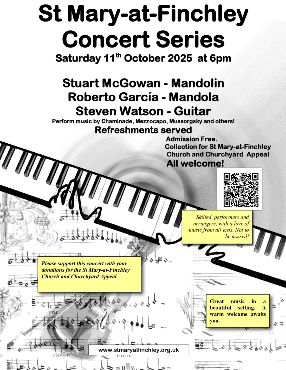 Poster Sat 11th Oct 2025 Mezzocapo Ensemble concert St Mary at Finchley Poster